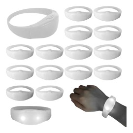 14 Pulsera Led Blanco Audiorítmica Para Fiestas 20 Cm Bodas