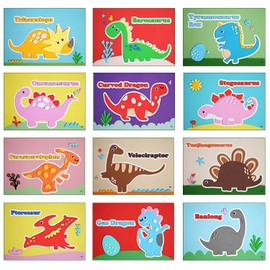 Lovyan 3D EVA Foam Stickers with Templates, Simple Sticky Foam DIY Craft Preschool Art Class Drawing Sticker Puzzle Art Kits for Kids Toddlers, Set of 12 (Dinosaurs)