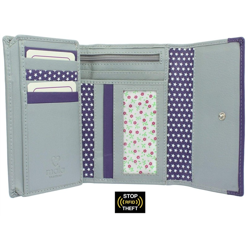 Mala Leather Midnight Collection Leather Purse RFID Blocking 3495_35 Grey