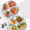 Linkidea 2 Pack Stainless Steel Portion Control Plates, Triple Divided