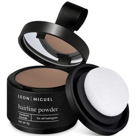 LEON MIGUEL LEON MIGUEL Ansatzpuder - wasserfestes Hairline Powder als perfekten Haar Concealer zum Ansatz kaschieren, unsichtbares Haar Make-up zur Haarverdichtung (MITTELBLOND, Hairline Powder)