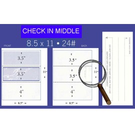 Business Voucher Check Stock - Computer Laser Checks - 250 Sheets Check in Middle, Blue Green Prismatic