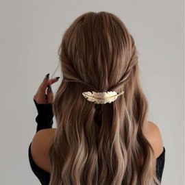 Cimenexe Bohemian Feather Hair Clip Gold Feather Hair Barrette Feather Hair Clip Metal Feather Hairpin Clips Decorative Hair Accessories Jewelry for Women