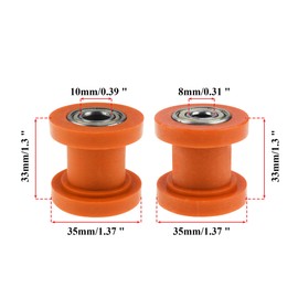 10mm and 8mm Chain Guide Roller Pulley Tensioner for Motorcycle 125cc 140cc 160cc SSR XR125 CRF50 KLX110 Pitster Pit Dirt Mini Bike ATV Parts Orange