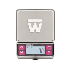 Truweigh LUX Digital Mini Scale (1000g x 0.1g, Black/Red) - Digital Kitchen Scale - Di...