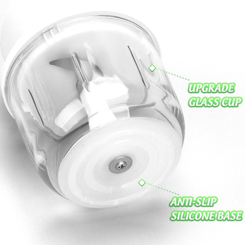 Luniquz Mini Electric Garlic Chopper 300ML GLASS Food Processor Cordless