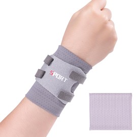 KUAZIDAR Wrist Support - Wrist Protector for Sports Sprain, Support for Ulnar sided wrist pain, Long Computer Work, Carrying Items, Wrist Support for Women, Soft Wrist Brace for Yoga, Sport, Weightlifting, Typing (Gray, Right Hand)