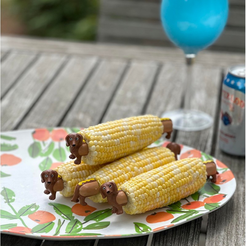 Outset Corn Holders, Dachshund Design, Set of 4 Dog Corn