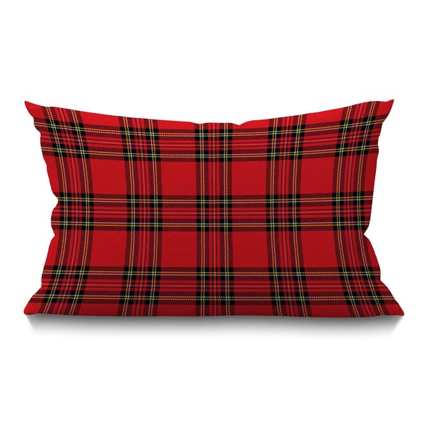 BGBDEIA Red and Black Plaid Cushion Cover Traditional Scottish Checkered