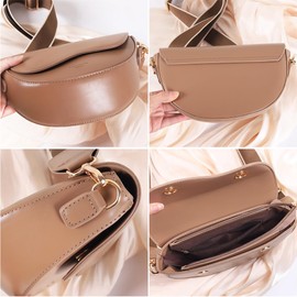 Cross Body Bag for Women,Leather Handbags for Women with Adjustable Wide Strap, Over Shoulder Bag for Ladies Girls Travel Shopping Work (khaki)