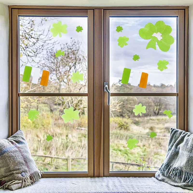 St Patrick's Day Gel Window Stickers 22 Piece - Happy