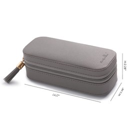 BONNY DODO Small Travel Jewelry Organizers Box for women with PU Leather Portable Mini Jewelry Case with compartments for Necklace Rings Earrings,Luxury Giftable boxes. (Gray, S)