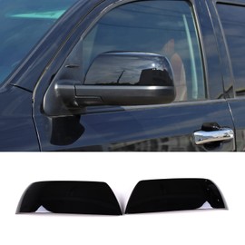 LLKUANG ABS Outside Side Rearview Mirror Cover Trim Sticker Compatible with Toyota Tundra 2007-2021 Crew Max Sequoia 2008-2020 2pcs(Bright black)