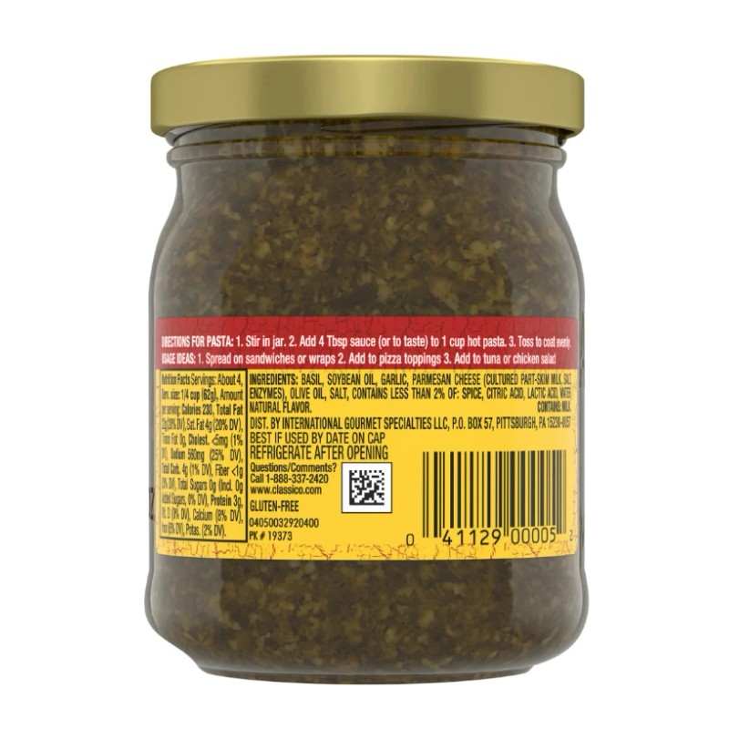 Classico Signature Traditional Basil Pesto Sauce Spread 8.1 Oz x