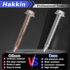 500Pcs #8#10#12#14 Self Drilling Screws Assortment Kit, Hakkin 410 Stainless Steel Self Tapping Tek Screw for Metal Wood, Self Tapping Sheet Metal Screws Kit, Length 1/2" to 2", Hex Socket Included