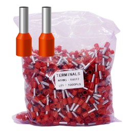 Fidioto 1000pcs AWG10 Terminal Connector Wire Insulated Cord Pin Ends Terminals for Electric, Industrial, Chemical Industry, Power Control System, etc. (10WAG-1000PCS-Red)