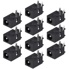 sourcing map PCB Mount 4.0mm x 1.7mm 3 Pin Audio Video DC Power Connector Socket DC023 Black 10Pcs