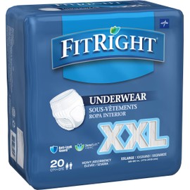 Medline-FIT700A FitRight Adult Incontinence Underwear, Heavy Absorbency, XX-Large, 68"-80" (80 Count)