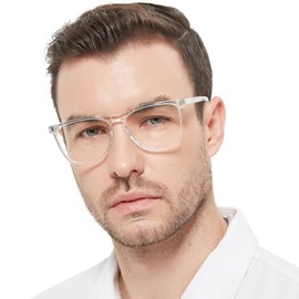 AEZUNI 1.50 Retro Oversized Reading Glasses for Men Classic Large Frame Readers 100 150 200 250 300 350 400 500 600 (Transparent)