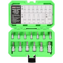 OEMTOOLS 22710 13 Piece Tamper Proof Star Bit Socket Set for Any Mechanic Tool Kit, Star Bit Socket Set, 1/2", 1/4", and 3/8" Drive Sizes, Increased Torque