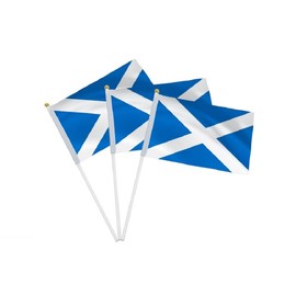 100 x Scotland Handheld Flags With Stick Poles For Scottish Sports Waving Country Celebration Events National Day Mini Cricket Football Small Desktop Hand Decoration