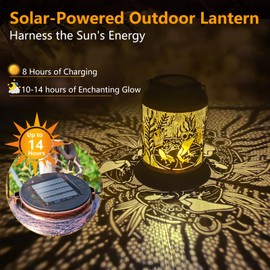 HUMIIEYE Solar Lantern Outdoor Frog Garden Decor, IP65 Waterproof Hanging Solar Powered Lights Birthdays Gifts for Women Mom, Metal Decorative Light for Patio Yard Lawn Porch Backyard Christmas