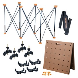 POWERTEC 72291 Arachni-Flex Portable Workbench - 24" x 48" Foldable Tabletop w/Pre-drilled Dog Holes & Quick-Insert Locks & 2x4ft Collapsible Workstand 2500 lbs Capacity 36" Work Height, Woodworking