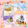 9 Pcs Happy Birthday Cupcake Toppers,Mirror Acrylic Cupcake Toppers,Mini Butterfly