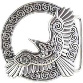 BELTINGER Belt Buckle Celtic Crow 4.0 cm Buckle Interchangeable Buckle Belt Buckle 40 mm Solid LARP and Medieval Outfit, silver