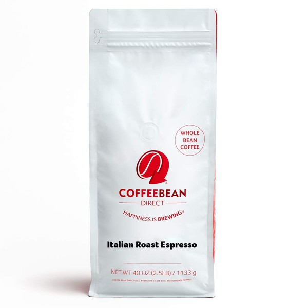 Coffee Bean Direct Italian Roast Espresso, Whole Bean Coffee, 2.5-Pound Bag