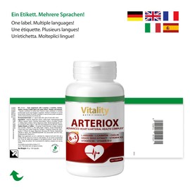 Arteriox Advanced Heart & Health Complex, Heart Health Grape Seed Extract, Vitamins B12 B6 K, Chrome (120 Capsules), Heart Muscle, Heart Function, Cardiovascular. Vitality Nutritionals by Vitamin Express