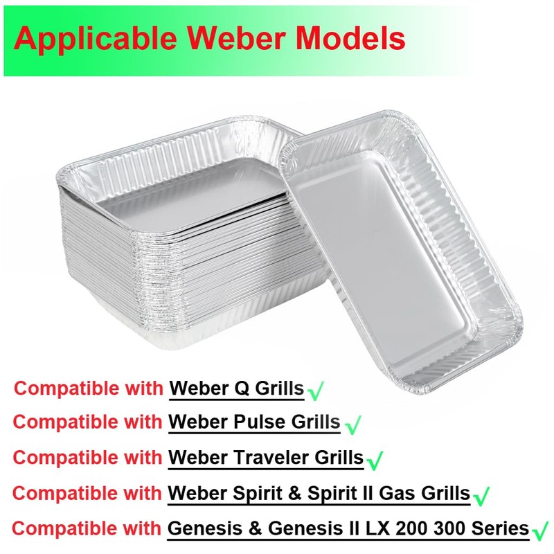 DONSIQIZZ 30Pack Grill Drip Pans Compatible for Weber 6415 Grills,