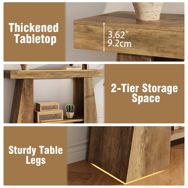Tohomeor 47.24" Farmhouse Entryway Console Table, Narrow Sofa Table Behind