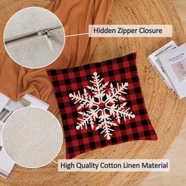 Weihnachts-Kissenbezüge, 61 x 61 cm, Set mit 4 roten und grünen Weihnachtskissen, Weihnachtsbaum, Hirsch, Weihnachtsmann, Kissenbezüge, Zuhause, Outdoor, Sofa, Couch, Kissenbezüge für