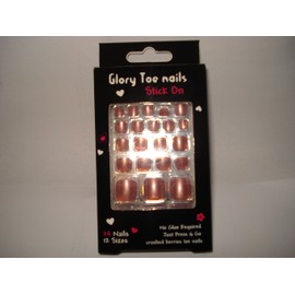 24 TOE NAILS ~ CRUSHED BERRIES TOE NAILS ~ STICK ON ~ NO GLUE REQUIRED ~