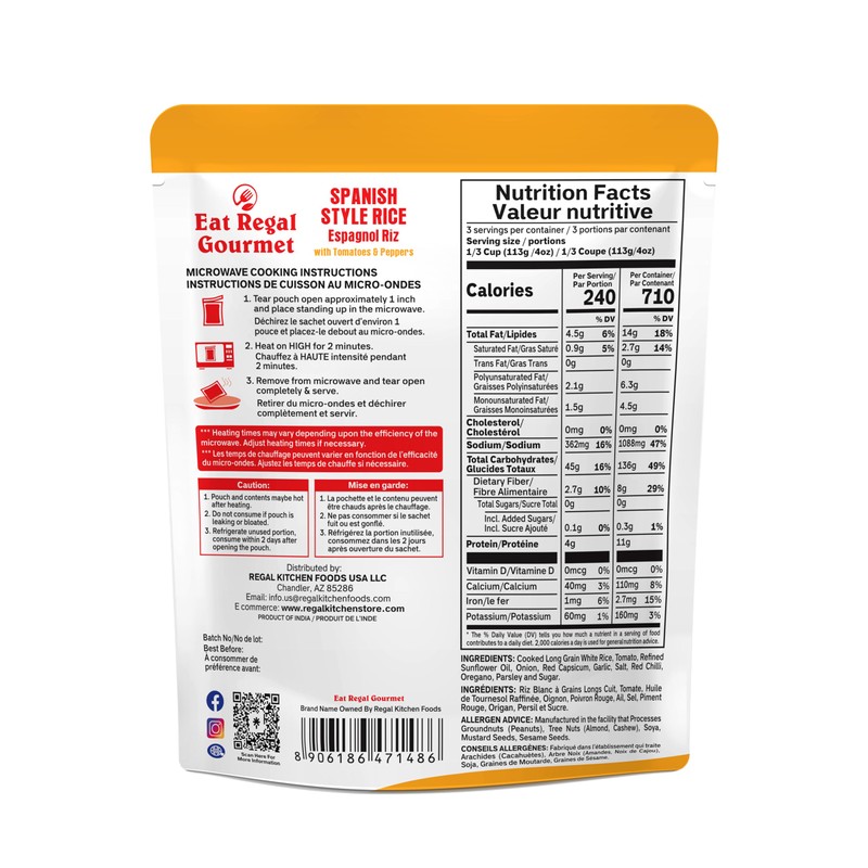 Eat Regal Spanish Rice, Ready to Eat Ancient Grains Blend,