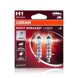 DAMA Automotive Lighting H1 Night Breaker Laser Halogen Headlight Bulbs 64150NL-2HB | Pack of 2