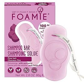 FOAMIE Shampoo Sólido para Cabello Fino y Delgado sin Sulfatos y Parabenos con Baya de Acai Aceite de Almendra y Aceite de Menta I Volumen Fortalecimiento Hidratación| 100% Vegano I Shampoo en Barra
