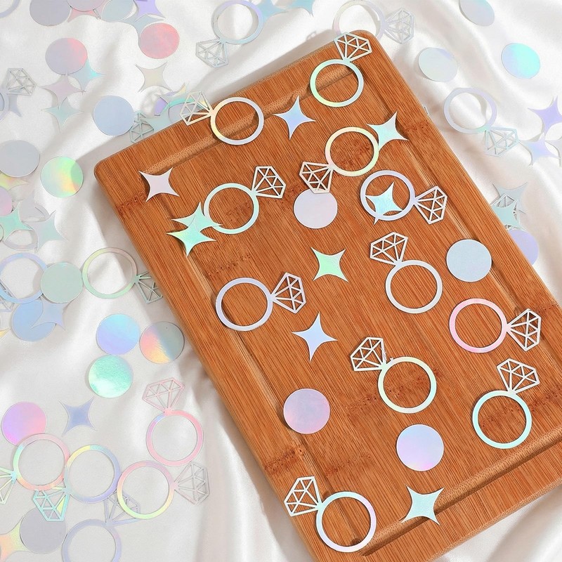 200Pcs Wedding Confetti, Iridescent Bachelorette Confetti, Diamond Ring Rhombus Shape,