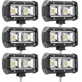 LED Work Lights, 5 Inch Wide Flood Beam Boat Marine LED Light Pods 120W 10000lm 12V 24V, RV Camper Outside Scene Lights, Tractor Trailer Boat Equipment Outdoor Work Light, 6 Pack