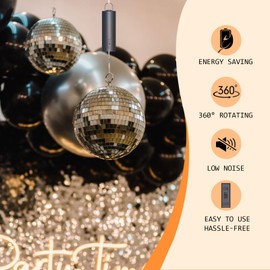 Hippolytusiart Disco Ball Motor Hanging Display Motor Multi-Purposes Rotating Mobile Wind Spinner Motor for Mirror Ball Baby Crib Spiral Wind Chimes Christmas Ornament Yard Garden Decor,20 RPM(Black)