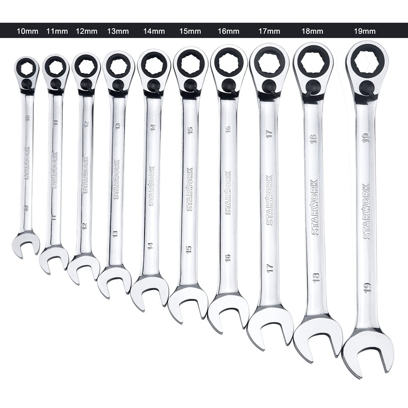 STARWORK TRUE MECHANIC™ 20 Pc. Reversible Ratcheting Combination Wrench Set,