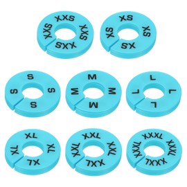 PATIKIL Clothes Dividers for Hanging Clothes, 40 Pack 8 Sizes Round Pre-written Clothing Rack Dividers Size Mark Label Sorting Separator for Closet, Sky Blue