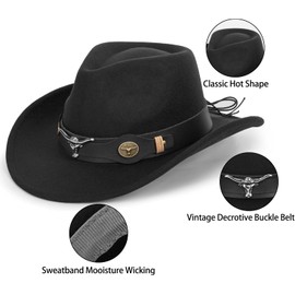INOGIH Kids Western Cowboy Hat - Vintange BrownWide-Brim Felt Fedora Cowgirl Hat for 3-7 Years Boys Girls
