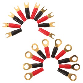 LABRIMP 20Pcs Crimp Terminals Connectors Kit for Automotive Car Electrical Insulated Fork Ring Design Speaker Cable Connector with Protective Sleeves Easy Quick Installation