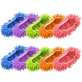 Cosywell 5 Pairs 10 PCS Mop Slippers for Floor Cleaning Supplies Microfiber Mopping Slippers Washable Reusable Mop Socks Mop Shoes Microfiber Foot Socks