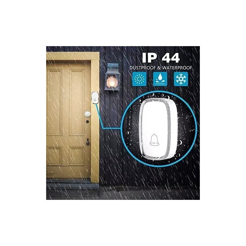 AJC Toys Timbre Inalámbrico Para Puerta Con 1 Receptores Impermeables