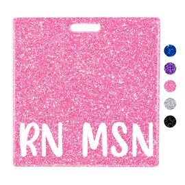 Plifal RN MSN Badge Buddy Card Holder Nurse Nursing Accessories Registered Nurse Master of Science in Nursing Glitter Horizontal ID Name Identification Tags Nurse Work