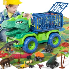 Bennol Toddler Boys Toys Gifts for 2 3 4 5 Years Old Boys, Dinosaur Trucks Toys for Kids 2-4 3-5 Years with 8 Dino Figures, 3 Pull Back Dinosaur Cars, Play Mat, Dinosaur Playset Gifts for Boys Girls