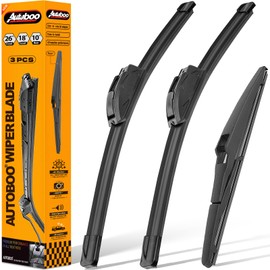 AUTOBOO 26"+18" Windshield Wipers Blades Replacement for Toyota Highlander 2020 2021 2022 2023 2024 with 10 Inch Rear Wiper Blade -Original Factory Quality (Pack of 3)